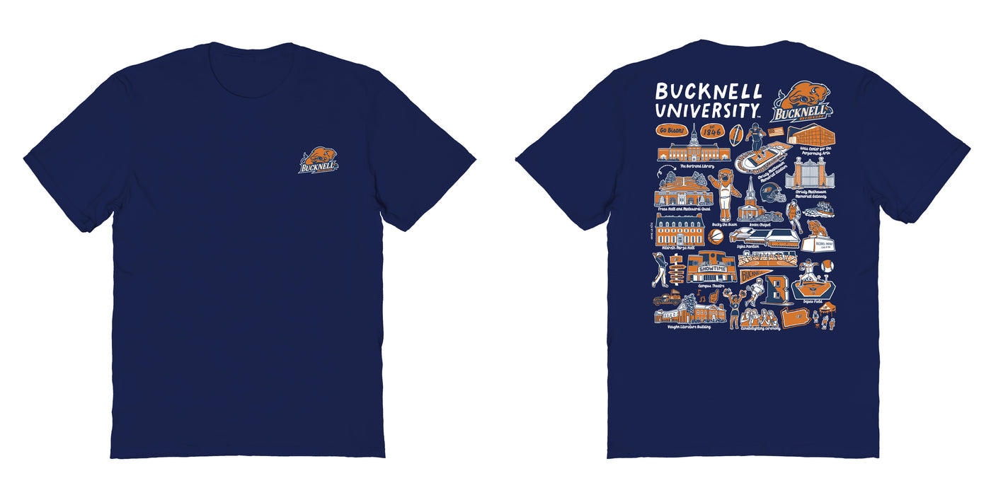 Bucknell University Bison Vive La Fete Impressions Artwork Navy Womens Cotton Tshirt - Vive La Fête - Online Apparel Store