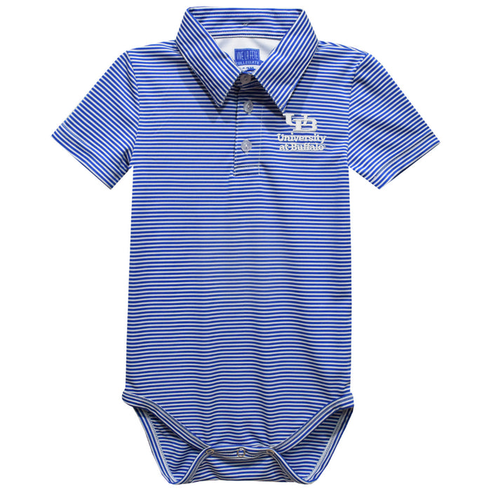 University at Buffalo Bulls Embroidered Royal Stripes Stripe Knit Polo Onesie