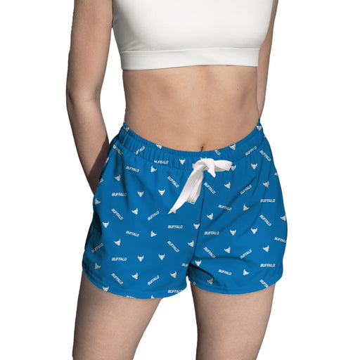 Buffalo Bulls Vive La Fete Game Day All Over Logo Women Blue Lounge Shorts