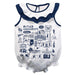 Butler Bulldogs  White Hand Sketched Vive La Fete Impressions Artwork Sleeveless Ruffle Onesie Bodysuit