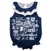 Butler Bulldogs  Blue Hand Sketched Vive La Fete Impressions Artwork Sleeveless Ruffle Onesie Bodysuit