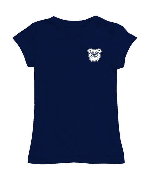 Butler Bulldogs Hand Sketched Vive La Fete Impressions Artwork Navy Girls Cotton Short Sleeve Tee