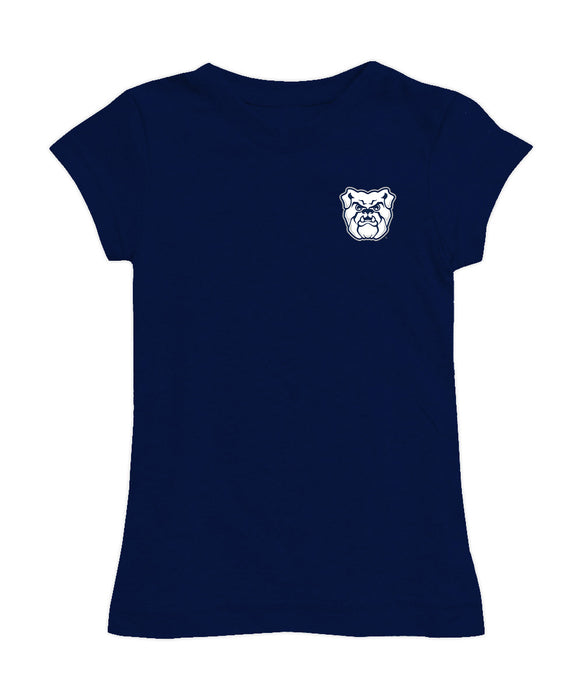 Butler Bulldogs Hand Sketched Vive La Fete Impressions Artwork Navy Girls Cotton Short Sleeve Tee