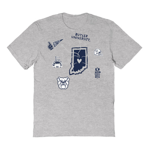 Butler Bulldogs Hand Sketched Vive La Fete Impressions Icones Kids Grey T-shirt