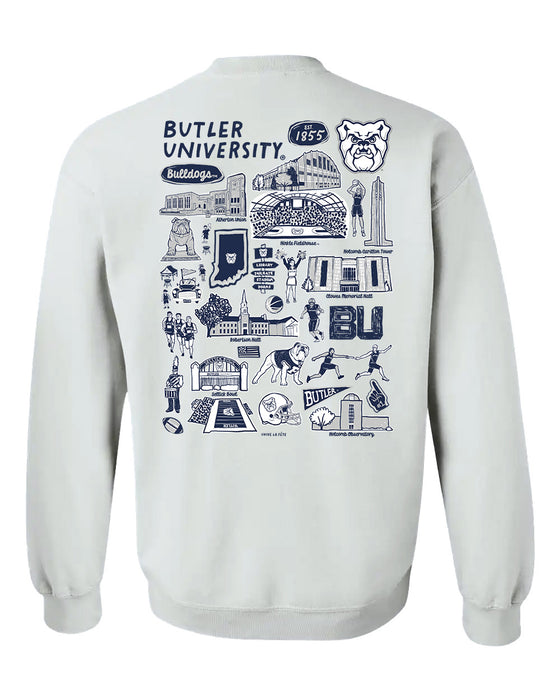 Butler Bulldogs Hand Sketched Artwork Navy Crewneck Sweatshirt for Women - Vive La Fête - Online Apparel Store
