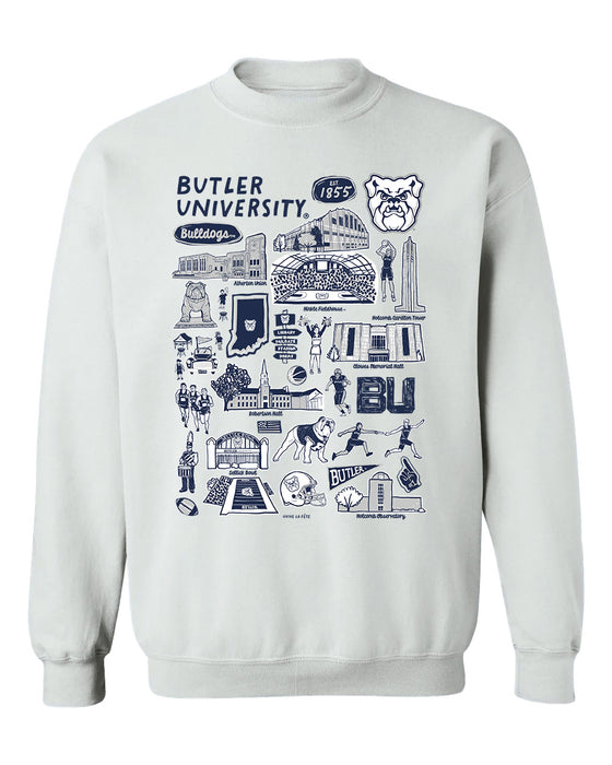 Butler Bulldogs Hand Sketched Vive La Fete Impressions White Cotton Crewneck Sweatshirt for Women