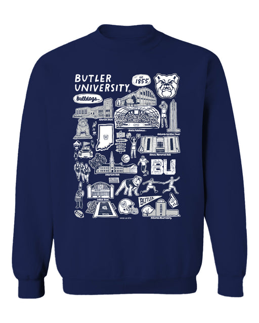 Butler Bulldogs Vive La Fete Impressions Navy Cotton Crewneck Sweatshirt for Women