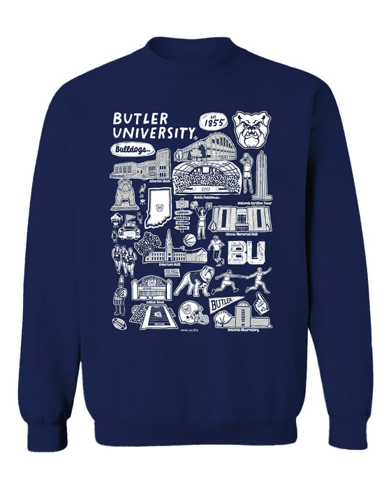 Butler Bulldogs Vive La Fete Impressions Navy Cotton Crewneck Sweatshirt for Women