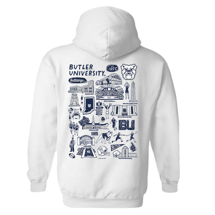 Butler Bulldogs Hand Sketched Artwork Cotton Fleece Women Hoodie - Vive La Fête - Online Apparel Store