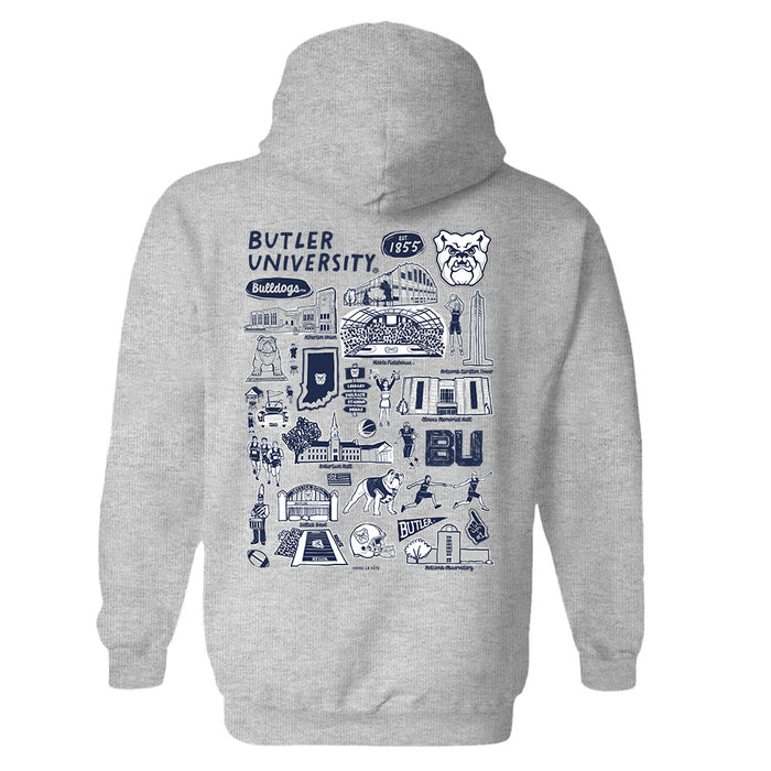 Butler Bulldogs Hand Sketched Artwork Cotton Fleece Women Hoodie - Vive La Fête - Online Apparel Store