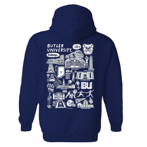 Butler Bulldogs Hand Sketched Artwork Cotton Fleece Women Hoodie - Vive La Fête - Online Apparel Store
