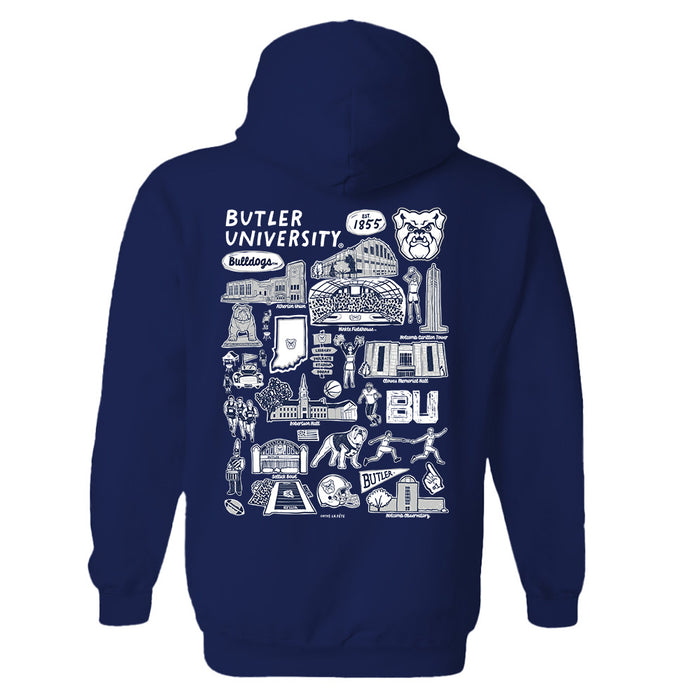 Butler Bulldogs Hand Sketched Artwork Cotton Fleece Women Hoodie - Vive La Fête - Online Apparel Store