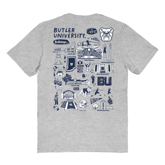 Women's Vive La Fete Navy Butler Bulldogs Impressions Artwork Relaxed Fit T-Shirt