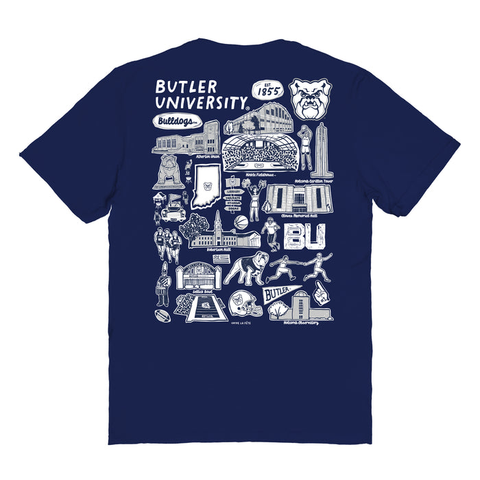 Women's Vive La Fete Navy Butler Bulldogs Impressions Artwork Relaxed Fit T-Shirt