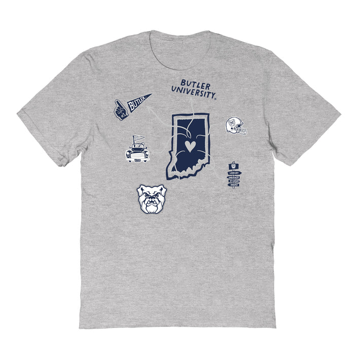 Butler Bulldogs Hand Sketched Vive La Fete Impressions Icones Grey T-shirt for Women