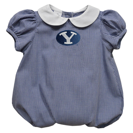 BYU Cougars Embroidered Navy Girls Baby Bubble Short Sleeve