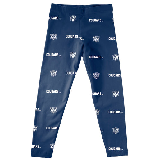 BYU Cougars Vive La Fete Girls Game Day All Over Two Logos Elastic Waist Classic Play Blue Leggings Tights