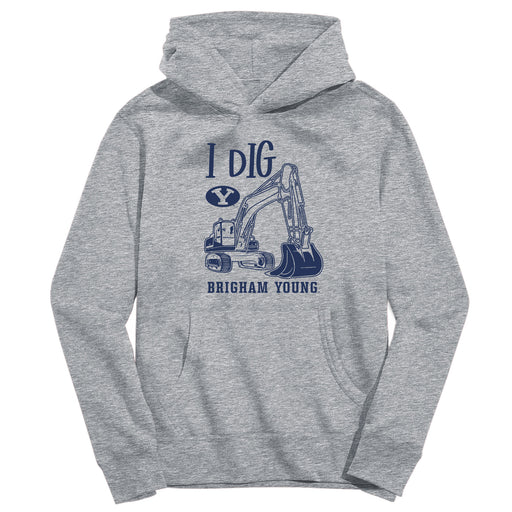 BYU Cougars Excavator Heather Grey Cotton Youth Hoodie
