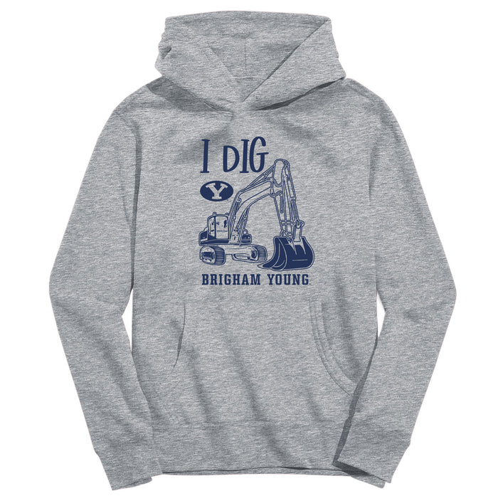 BYU Cougars Excavator Heather Grey Cotton Youth Hoodie