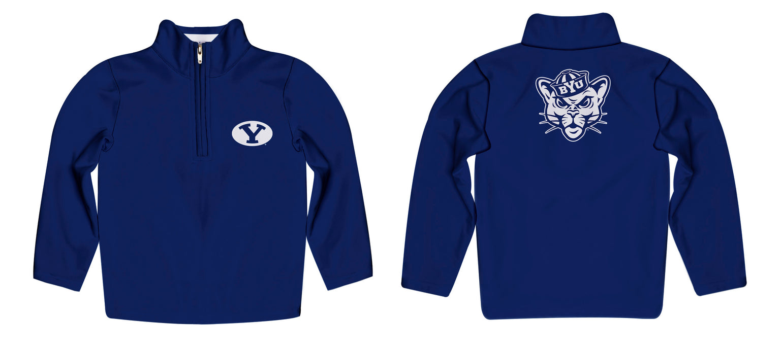 BYU Cougars Vive La Fete Game Day Solid Blue Quarter Zip Pullover Sleeves - Vive La Fête - Online Apparel Store