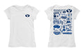 BYU Cougars Hand Sketched Vive La Fete Impressions Artwork White Girls Cotton Short Sleeve Tee - Vive La Fête - Online Apparel Store