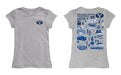 BYU Cougars Hand Sketched Vive La Fete Impressions Artwork Grey Girls Cotton Short Sleeve Tee - Vive La Fête - Online Apparel Store