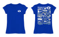BYU Cougars Hand Sketched Vive La Fete Impressions Artwork Blue Girls Cotton Short Sleeve Tee - Vive La Fête - Online Apparel Store