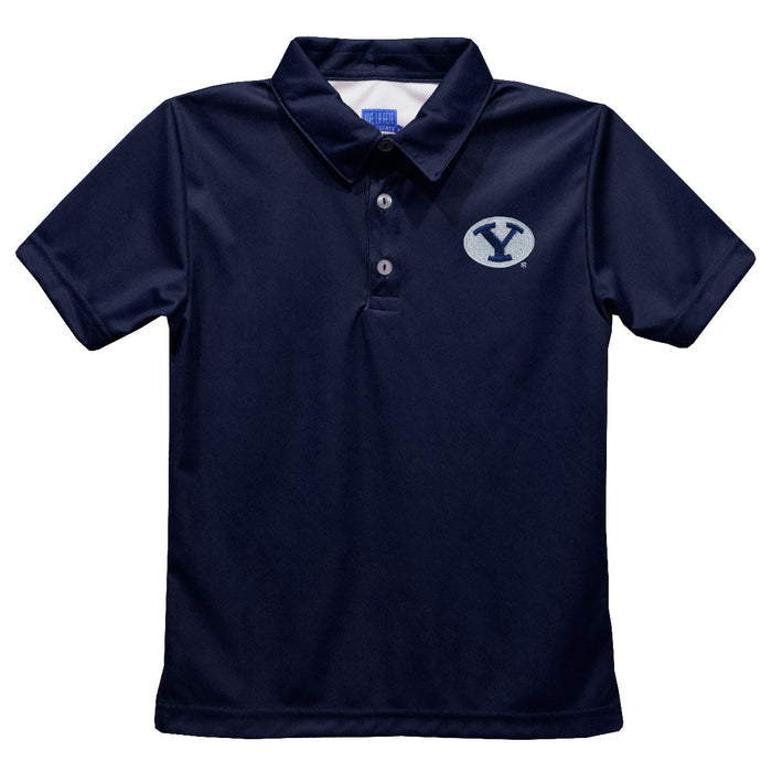 BYU Cougars Embroidered Navy Short Sleeve Polo Box Shirt