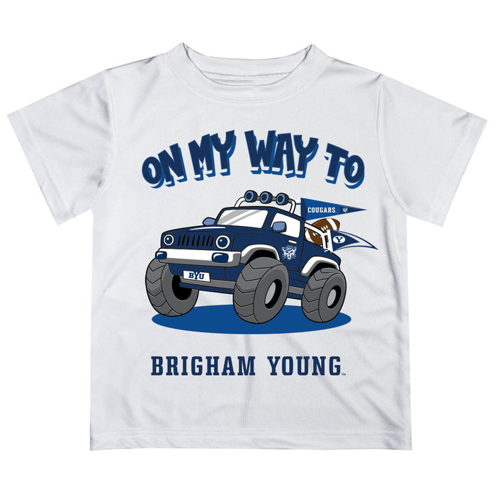 BYU Cougars Vive La Fete Monster Truck Boys Game Day White Short Sleeve Tee