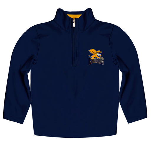Canisius College Golden Griffins Vive La Fete Game Day Solid Blue Quarter Zip Pullover Sleeves