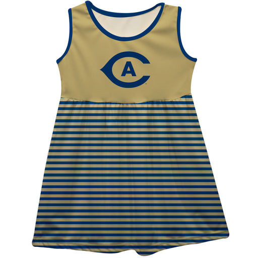 UC Davis Aggies Vive La Fete Girls Game Day Sleeveless Tank Dress Solid Gold Logo Stripes on Skirt