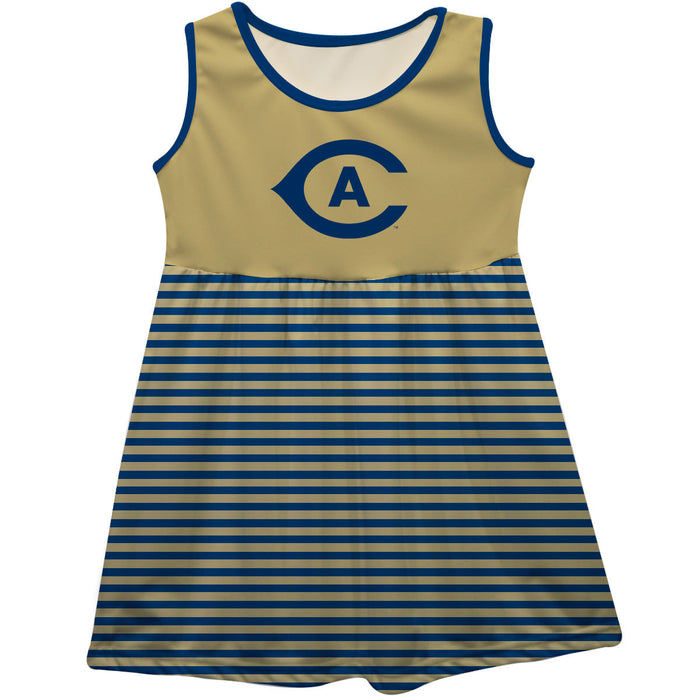 UC Davis Aggies Vive La Fete Girls Game Day Sleeveless Tank Dress Solid Gold Logo Stripes on Skirt