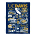UC Davis Aggies Blue Hand Sketched Vive La Fete Impressions Artwork Plush Soft Minky Blanket 36 x 48