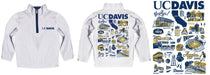 UC Davis Aggies Hand Sketched Vive La Fete Impressions Artwork White Boys Quarter Zip Pullover V1 - Vive La Fête - Online Apparel Store