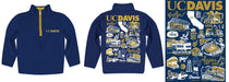 UC Davis Aggies Hand Sketched Vive La Fete Impressions Artwork  Blue Boys Quarter Zip Pullover V1 - Vive La Fête - Online Apparel Store