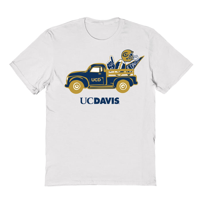 UC Davis Aggies Hand Sketched Vive La Fete Impressions Truck Kids White Cotton T-shirt