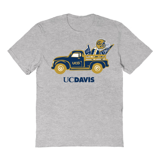 UC Davis Aggies Hand Sketched Vive La Fete Impressions Truck Kids Grey Cotton T-shirt