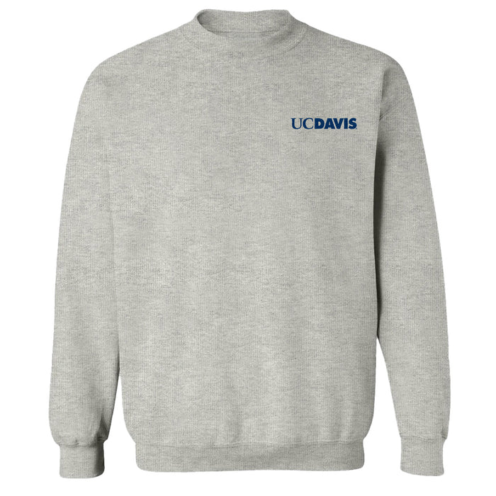 UC Davis Aggies Hand Sketched Vive La Fete Impressions Artwork Gray Crew Neck Sweatshirt for Women