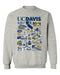 UC Davis Aggies Hand Sketched Vive La Fete Impressions Grey Cotton Crewneck Sweatshirt for Women