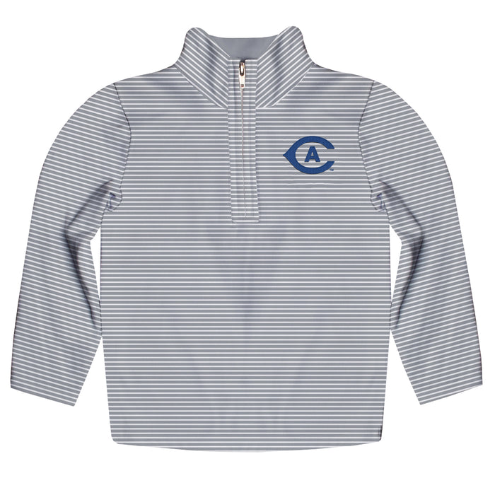 UC Davis Aggies Embroidered Womens Gray Stripes Quarter Zip Pullover