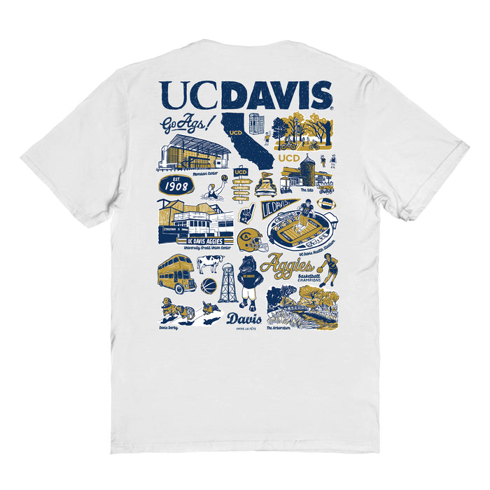 UC Davis Aggies Vive La Fete Impressions Artwork Womens Cotton Tshirt - Vive La Fête - Online Apparel Store