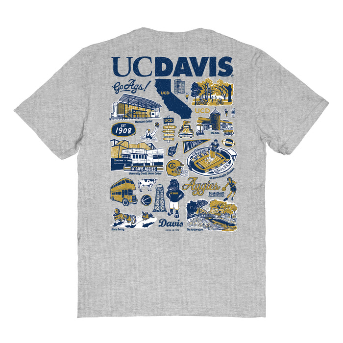 UC Davis Aggies Vive La Fete Impressions Artwork Womens Cotton Tshirt - Vive La Fête - Online Apparel Store