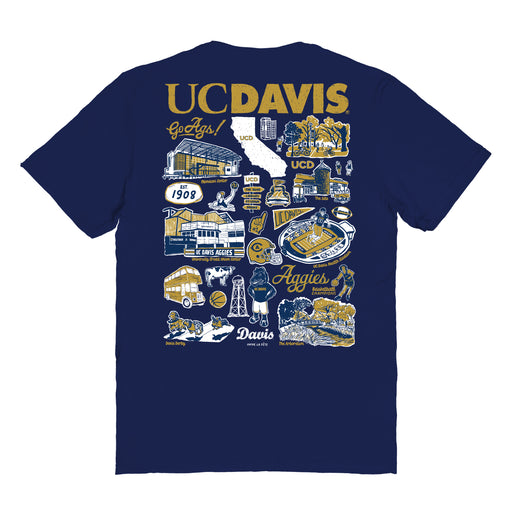 UC Davis Aggies Vive La Fete Impressions Artwork Womens Cotton Tshirt - Vive La Fête - Online Apparel Store