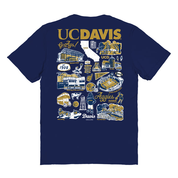 UC Davis Aggies Vive La Fete Impressions Artwork Womens Cotton Tshirt - Vive La Fête - Online Apparel Store
