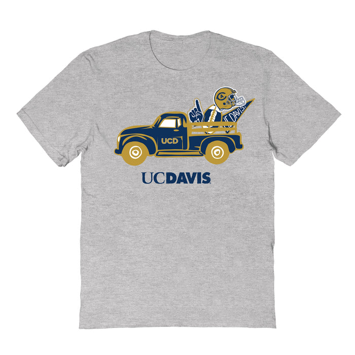 UC Davis Aggies Hand Sketched Vive La Fete Impressions Truck Grey T-shirt for Women