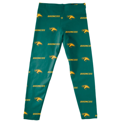 California State Polytechnic Pomona Broncos Vive La Fete Girl All Over Two Logos Elastic Waist Play Green Legging Tights