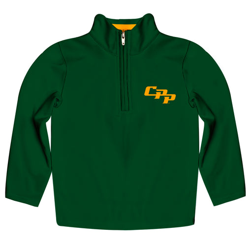Cal Poly California State Polytechnic Pomona Broncos Vive La Fete Game Day Solid Green Quarter Zip Pullover Sleeves