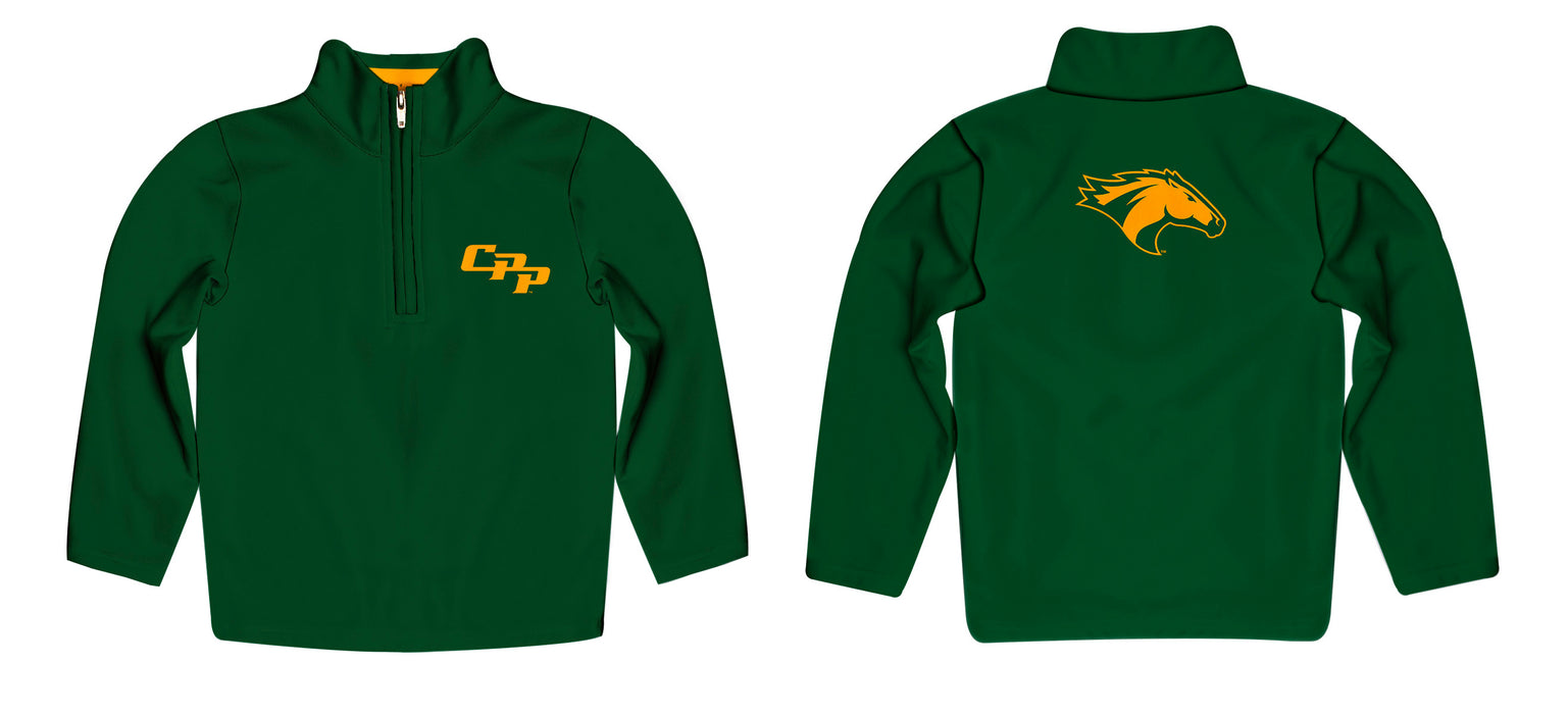Cal Poly California State Polytechnic Pomona Broncos Vive La Fete Game Day Solid Green Quarter Zip Pullover Sleeves - Vive La Fête - Online Apparel Store