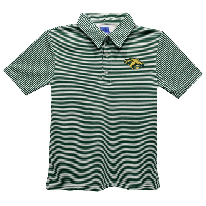 Cal Poly California State Polytechnic Pomona Broncos Embroidered Hunter Green Stripes Short Sleeve Polo Box Shirt