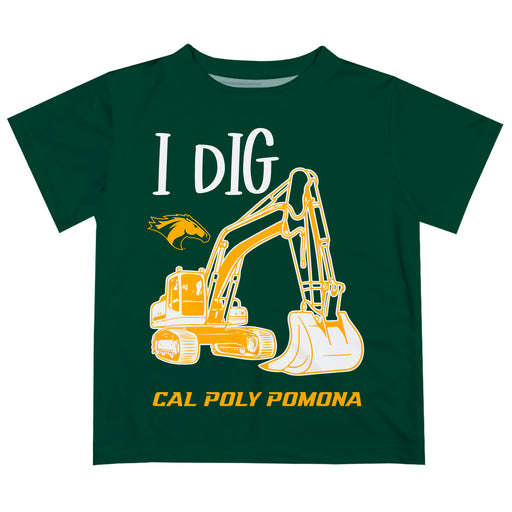 Cal Poly California State Polytechnic Pomona Broncos Vive La Fete Excavator Boys Game Day Green Short Sleeve Tee